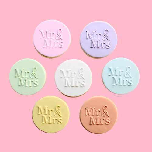 Mr & Mrs Embossed Wedding Cookie Favour